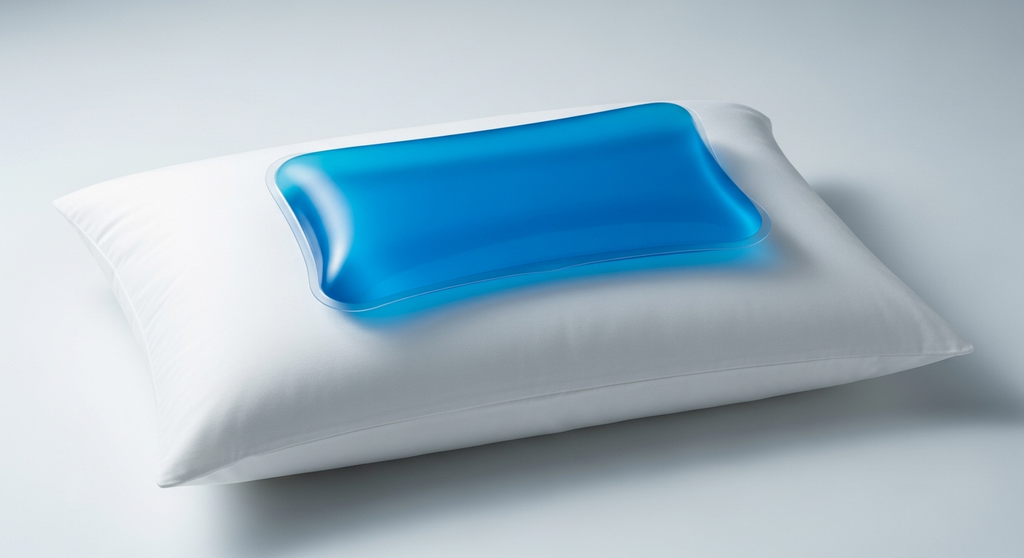 枕の上に置かれた冷却ジェル枕